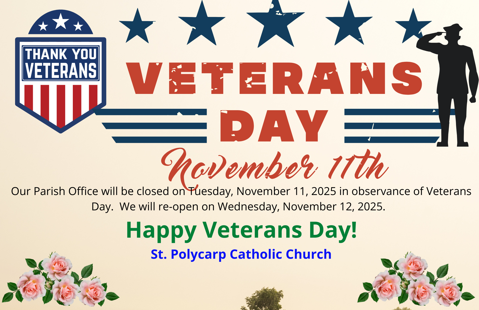 Office Closure – Tuesday, November 11 (Veterans Day)