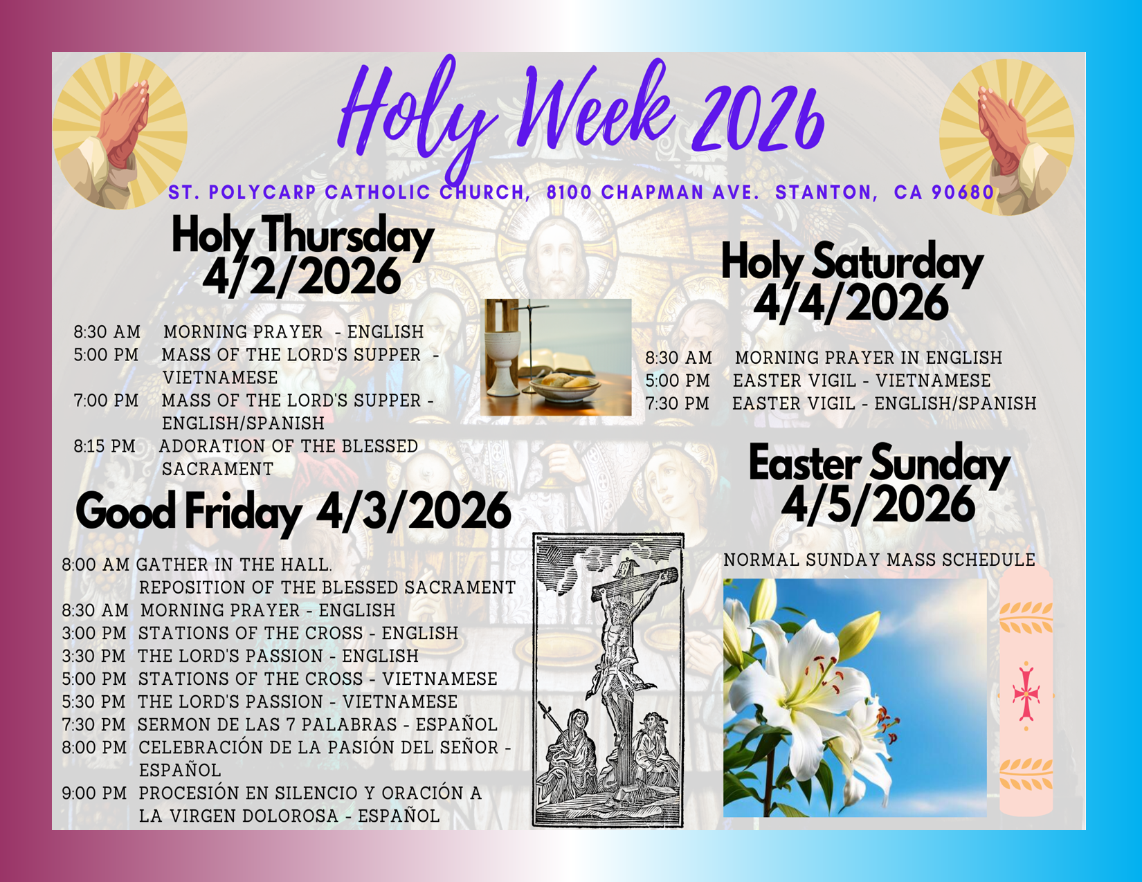 2026 Holy Week/Triduum Schedule