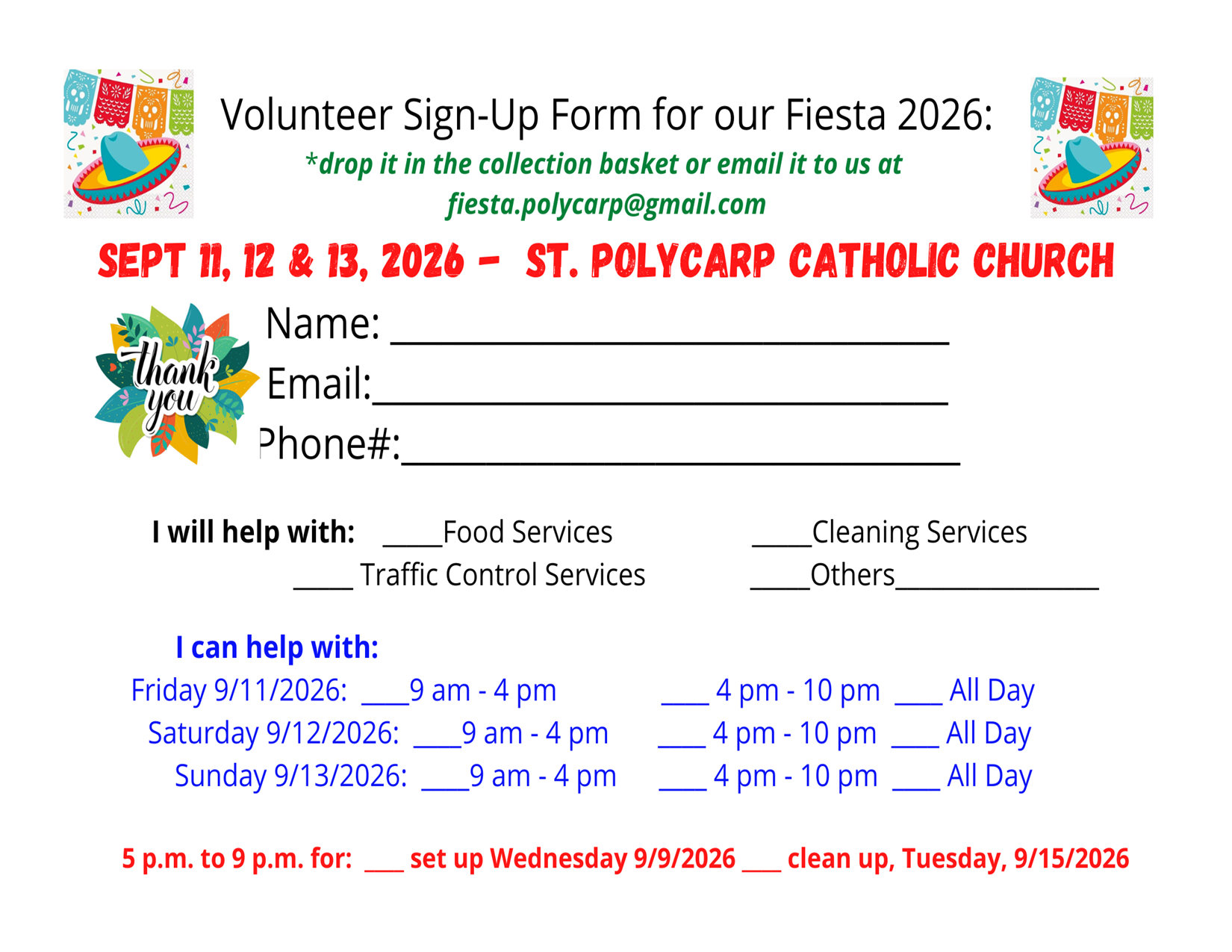 Volunteer form for Fiesta 2026